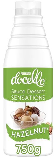 NESTLÉ DOCELLO Sauce Sensation Hazelnut - Sauce Dessert Noisette - Forte Teneur en Noisette (12%) - Aide à la Pâtisserie, Topping, Nappage Gâteau, Coulis - Bouteille Squeeze - 750g