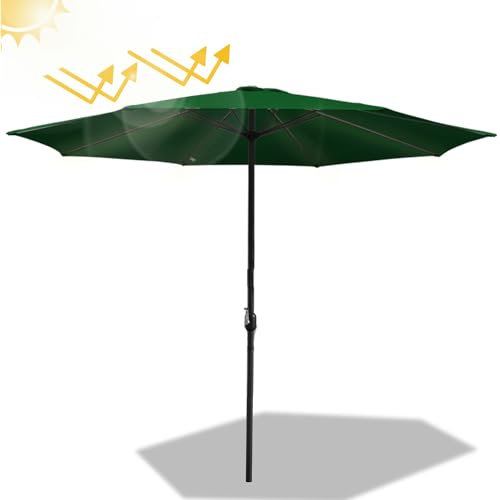 Daromigo Sonnenschirm 350 cm Grün mit Kurbel| Ampelschirm Gartenschirm Sonnenschutz UV Schutz 50+ | Kurbelschirm Marktschirm wasserdicht für Garten, Terrasse, Balkon, ohne Ständer