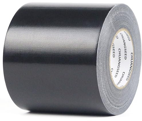 CHUANGSEED Lot de 1 rubans adhésifs en toile resistant noir 100mm x 50m, gaffer large noir,ruban adhésif americain de réparation d'étanchéité,heavy duty duct tape black,fixation,Réparation de tentes