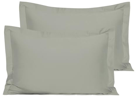 Pizuna Coton Set de 2 Taies d'oreiller 50x75 cm Argent 210 Fils | 100% Coton Longue durée en Percale Taies d'oreiller en Coton 50x75 avec Rabat de 20cm