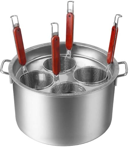MAYFABD Ollas para Pasta Juego De Insertos para Cocedor De Pasta De 3/4/5/6 Orificios Olla para Pasta De Acero Inoxidable con Cesta De Colador Herramienta De Cocina para Restaurante,4 Holes