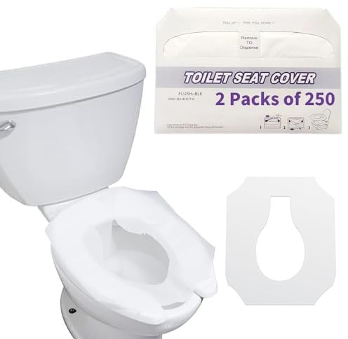 Acidea Toilet Seat Cover Disposable Flushable, 500Pcs Disposable Toilet Seat Covers for Travel, Paper Toilet Seat Covers for Bathroom, Travel, Camping, Kids Potty Training
