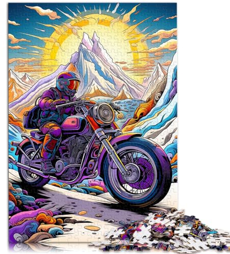 Puzzle 1000 Teile für Erwachsene, Bunte Motorräder, für Erwachsene und Kinder ab 12 Jahren, Holzpuzzle, einzigartiges Herausforderungsspiel, Größe: 50 x 75 cm