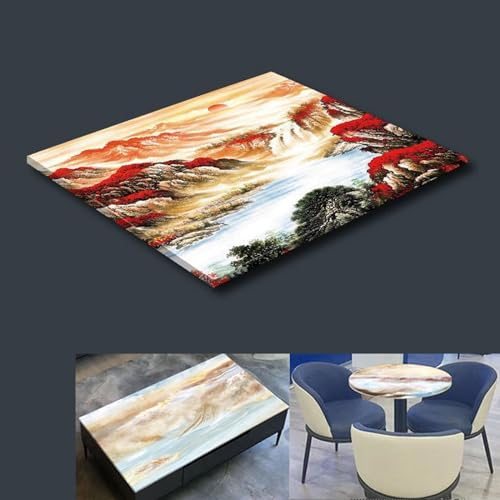 Hoiweqr Glas Tischplatte Rund/Viereckig Glasplatte Ersatzteil Tischplatte Aus Glas 15mm, Platte Aus Gehärtetem Glas In Marmoroptik, Perfekt Geeignet Als Tischplatte(B,Square 60x60cm)