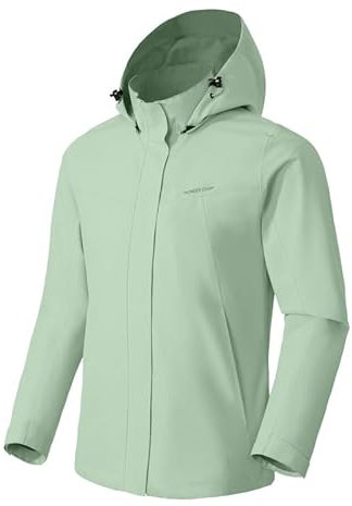 Pioneer Camp Veste à Capuche Imperméable Femme Capuche Léger Impermeable Coupe Vent avec Capuche Amovible Randonnée Vêtements pour Extérieur（Mint Green;L