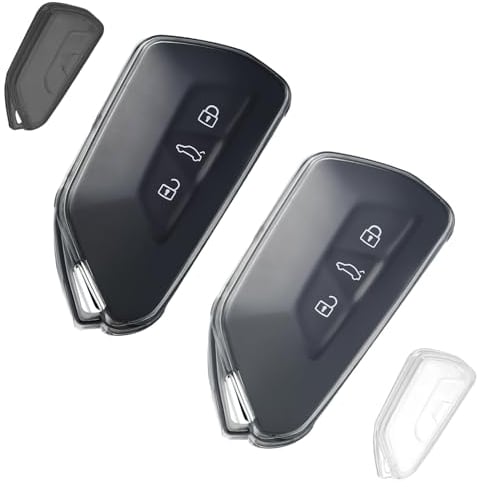 2 Stück Schlüsselhülle Autoschlüssel Hülle für VW, Transparent TPU Schlüsselcover, Schlüsselgehäuse für VW Golf 8 GTE GTI ID.3 ID.4 Seat Leon MK4 Tarraco Ateca Skoda Octavia 4 Cupra Formentor Born