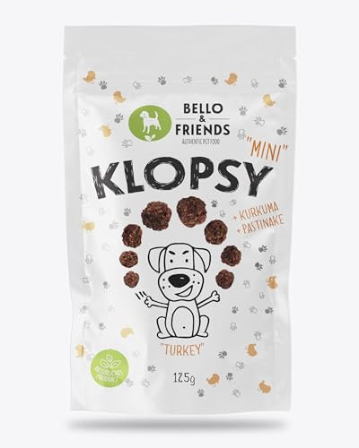 Bello & Friends Klopsy Mini Turkey, 125 g, hochwertiger Pute Hundesnack getreidefrei und proteinreich, für Training und Belohnung