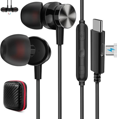 USB C Headphones for Samsung Galaxy S25 S25+S24 S23 FE Ultra,Wired Earbuds with Charging Port for iPad 11 10th for iPhone 15 16 Pro Wired Headphones with Microphone and Volume Control for Pixel 9 8a
