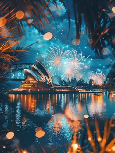 DIY 5D Diamond Painting Sydney Opera House, Diamond Painting Erwachsene Klein 40x50cm Landschaft Diamant Painting Bilder Kinder Stickerei Basteln Painting Set, Wand Zimmer Deko Geschenke für Damen O-D