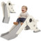 AIYAPLAY 3 en 1 Toboggan pour Enfants avec Panier de Basket et Escalade, Toboggan intérieur pour Enfants Pliable, de 2 à 5 Ans, 132 x 48 x 57 cm, crème