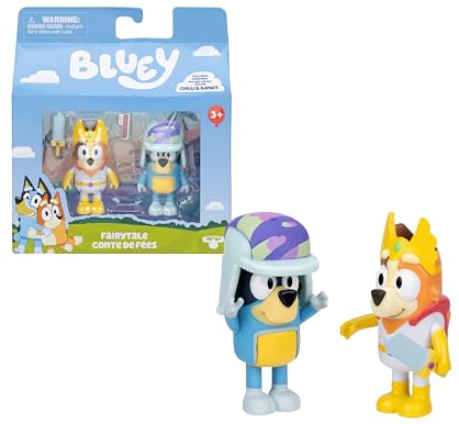 Bluey Packung mit 2 Figuren, bewegliche Figuren, Freunde, bereit für Abenteuer, Puppen der Kinderserie, Exklusives Spielzeug, Berühmtheit (BLY91310)