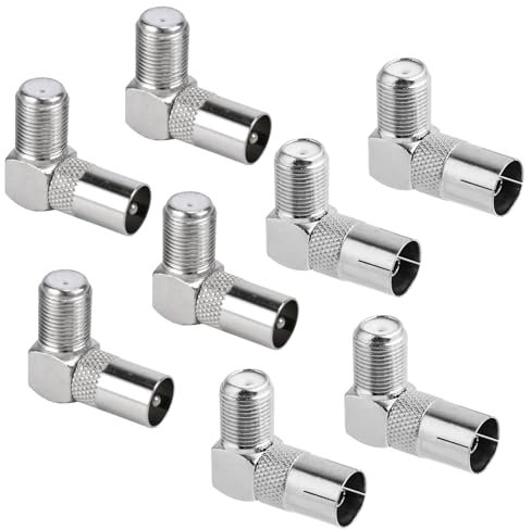 SopwMap 8 Stück 90 Grad F-Typ Buchse zu PAL Stecker/Buchse Rechtwinklige Adapter - Satellitenantenne RF Koaxial Steckverbinder für Flachbildfernseher, WLAN-Geräte, UKW-Radio und HF-Anwendungen