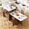 Seyakany Isla de cocina con mesa de bar extensible y espacio de almacenamiento (110-124 × 78 × 97,5 cm), mesa plegable con 2 cajones, 2 estantes laterales abiertos y toma de corriente integrada, color