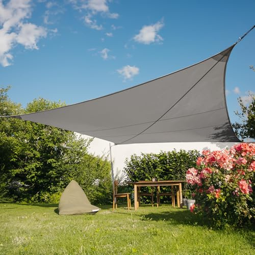 Maanta EZ Breez Sonnensegel wasserdicht - 5x5 m quadratisch - Graphit - UV-Schutz für Garten, Terrasse, Balkon und Pool