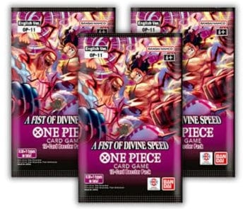 One Piece Card Game - OP-11 A Fist of Divine Speed Booster mit 12 Karten - ENGLISCH + Heartforcards® Versandschutz (3 Booster)