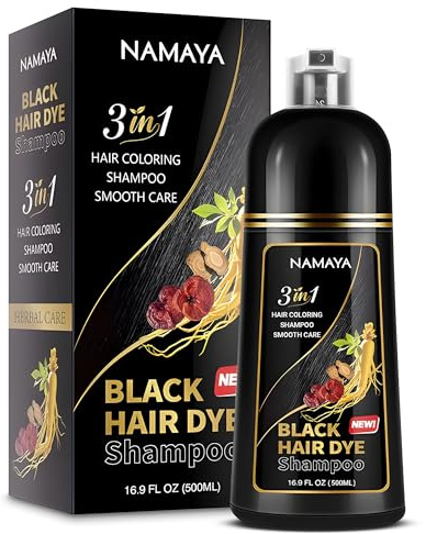 Schwarzes Haarfärbeshampoo – 500ml – Grauhaarabdeckung, Feuchtigkeitspflege & Reinigung – Mit Natürlichen Inhaltsstoffen – Für Männer & Frauen