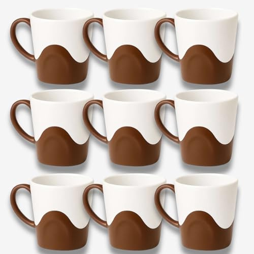 QUANTA Plastic Mug with Handle – Lightweight, Unbreakable, Reusable Camping Mugs for Elderly, Adults, Kids – Hot, Cold Drink Cups for Coffee, Tea, Water, Milk – Office, Travel, Caravan (9, Mocha)