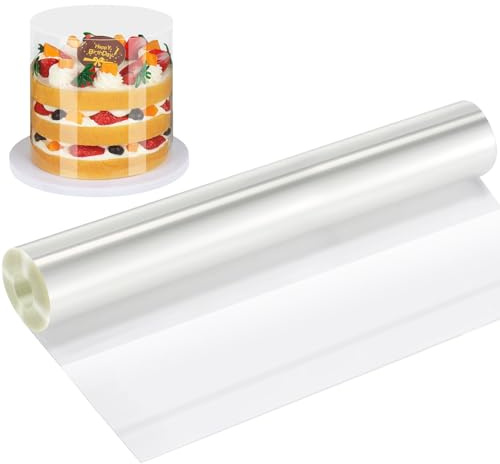 DNGH Tortenrandfolie 30 cm Hoch 10m Tortenfolie Transparent Acetat Folie Wiederverwendbar Tortenring Folie Torten Folienrand Stabil, für Kuchen Mousse Kuchen Dessertringe (30 cm x 10 m)
