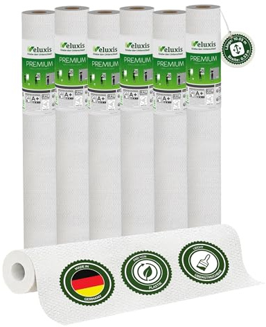 Vliestapete Premium 6er-Set Textiloptik in Querstruktur – 10,05 m × 0,53 m | Renoviervlies Textiloptik in Querstruktur, rissüberbrückend, blickdicht, überstreichbar, Made in Germany I Veluxis ®