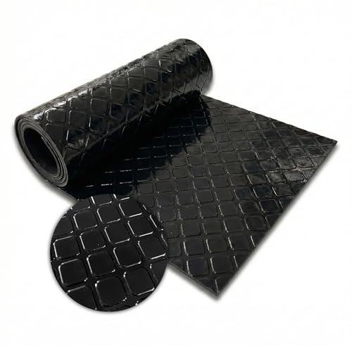Floordirekt PVC-Bodenbelag - Rutschfester Bodenbelag in Quadrat - Optik Industrieboden - Pflegeleicht & Belastbar - Rollenware mit Zuschnitt - Check Quadra Schwarz - 110x1000 cm