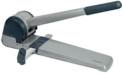 Leitz Superlocher für 250 Blatt, Großer leistungsstarker Locher für müheloses Lochen im Büro, Aus Aluminiumdruckguss, recycelte Kunststoffteile, 100% recycelbar, Mit Anschlagschiene, Weiß, 51820084