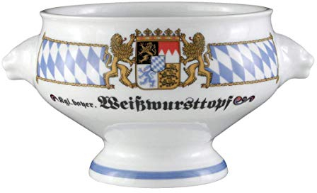 Seltmann Weiden 001.455693 Compact Bayern Löwenkopfterrine ohne Deckel 1,0 L, Porzellan, 1 Liter, Blau/Weiß/Gelb/Rot