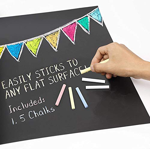 Itian 45 x 200cm Pegatinas Pared Tiza, Vinilo Pizarra Negra Adhesiva, Papel Pizarra Negra Autoadhesiva, Pizarra Adhesiva de Pared para Escuela Casera Oficina (Negro)