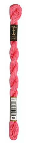Anchor Perlgarn Stärke 5 4585000-00040 pink Stickgarn, 100 % Baumwolle, 5g Strängchen
