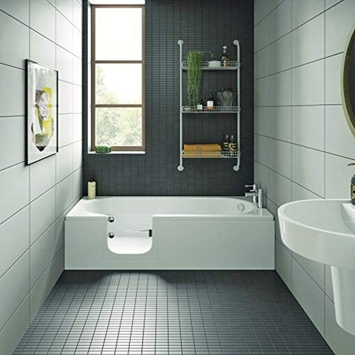 HAK Cascade Seniorenbadewanne 169,5x70x51cm, Acryl, weiß, Übergangsweise, Lackiert, Alkoven, mit Tür, Wannenschürze und Ablauf/Sifon, LINKS