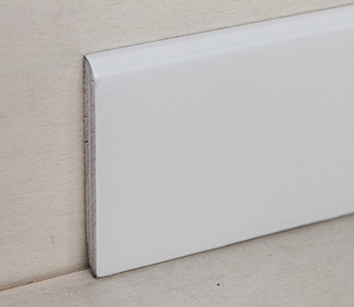 Hobby Legno - Battiscopa Rivestito In Legno Di Tanganica Laccato Bianco Ral 9010 mm. 75X10X2400 (Prezzo Per ml. 4, 80)