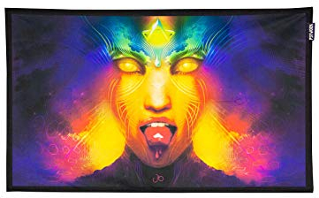 PSYWORK Schwarzlicht Stoffposter Neon | Vermilion | 0,42 x 0,70m | UV-aktiv | fluoreszierend | Wandbehang Stoffbanner Poster Wandbild Kunstdruck Dekobild Dekoration Wandteppich