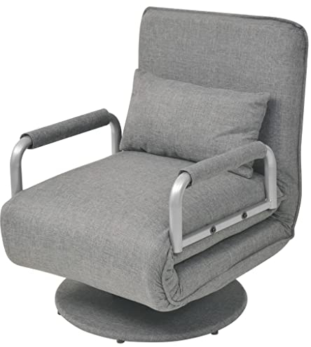 vidaXL Drehstuhl Klappbar Verstellbare Rückenlehne Schlafsofa Schlafsessel Gästebett Liege Realxsessel Chaiselongue Sessel Hellgrau Stoff