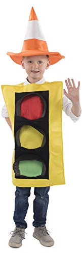 Dress Up America Unisex Kinder Sicherheits-Kegelhut Mittel und groß(8-14Jahre) Ampelkostüm und Sicherheitskegelhut, Multi, 8-14 (Taille: 76-96, Höhe: 114-145)