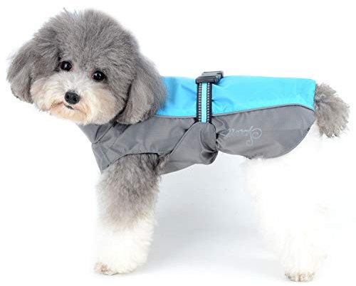 Zunea Regenmantel für kleine Hunde Wasserdicht Reflektierend Regenjacke Winddicht Leicht Netzfutter Regenschutz Welpen Kleidung für Jagd, Wandern, Chihuahua Bekleidung für nasse Tage Blau M