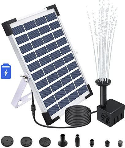 Lewisia 5W Solar Fountain Pump with Battery Backup for Patio Pool Koi Pond Bird Bath Garden Decoration Submersible Solar Powered Water Pump Kit