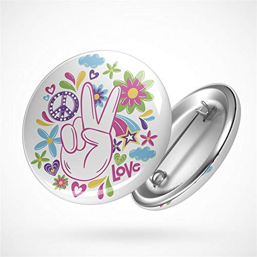 Hellweg Druckerei Button Anstecker Peace Zeichen Frieden Regenbogen Love 70er Geschenk Idee Abzeichen Pin