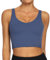 Lemedy Damen Sport-Bustier, langes, bauchfreies Tank-Top, gepolstert, Workout, Laufen, Yoga - Blau - small