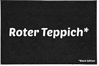 TassenTicker - Fußmatte mit Spruch - Roter Teppich. Black Edition - lustig - schwarz - willkommen - innen & außen - waschbar - Geschenkidee - Dekoration