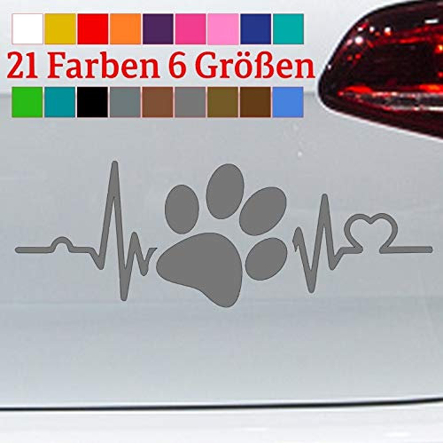 generisch Herzschlag Pfote Hunde Aufkleber Sticker Retriever Labrador Love Terrier Mops in 6 Größen und 21 Farben