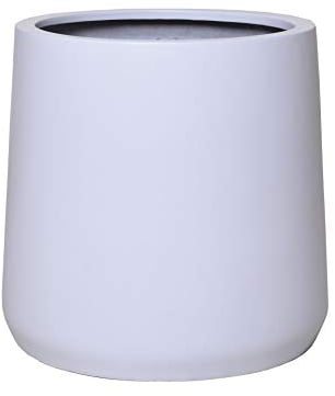 VIVANNO Pflanzkübel Frostsicher Wetterfest, Fiberglas Konischer Blumentopf für Außen und Innen, Weiß Matt, 40x38 cm