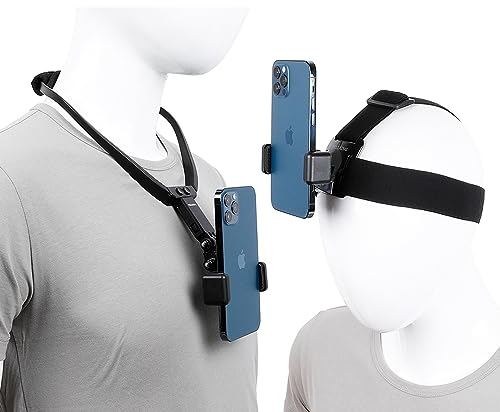 PellKing POV/Vlog Smartphone-Kopfband-Halterung, Selfie-Halshalter-Set, kompatibel mit iPhone, Samsung-Smartphones, Hero 9, 8, 7, 6, 5, 4, 3, 2, 1, DJI Osmo Action