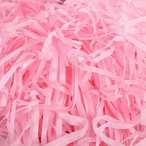 TSHAOUN 100g Raffia Hamper Shreds, Geschreddertes Seidenpapier Füllmaterial, Geschenkfüllung Papierschnitzel für DIY Party Hamper Füllung und Geschenkverpackung für Geschenkbox Dekorations (Rosa)