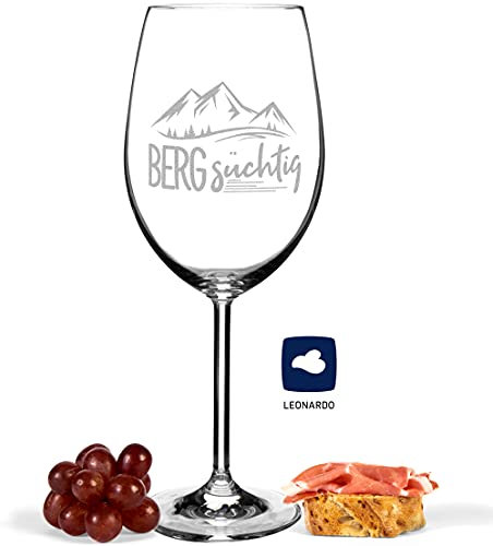 JUNIWORDS Weinglas mit Gravur, Bergsüchtig, Rotweinglas