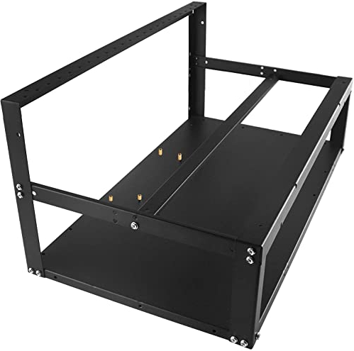 Mining Rig Frame Case 6 Gpu, Mining Rig Frame mit Antistatikstreifen, Open Air PC Case für ATX/Btx/Flex/Itx/Micro ATX, Support 4 X 12 cm Fan (Nur Rahmen) (6GPU)
