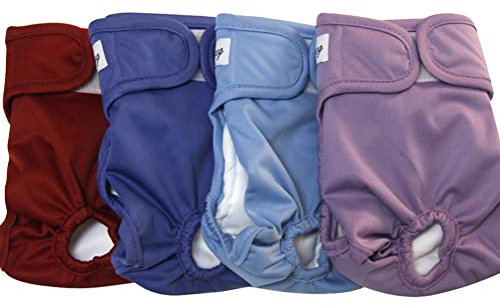 JoyDaog Windeln für Hündinnen für mittelgroße Hunde, wiederverwendbar, waschbar, Premium-Windeln für Hitze, Inkontinenz, Periodenwindeln, Größe L, 4 Stück