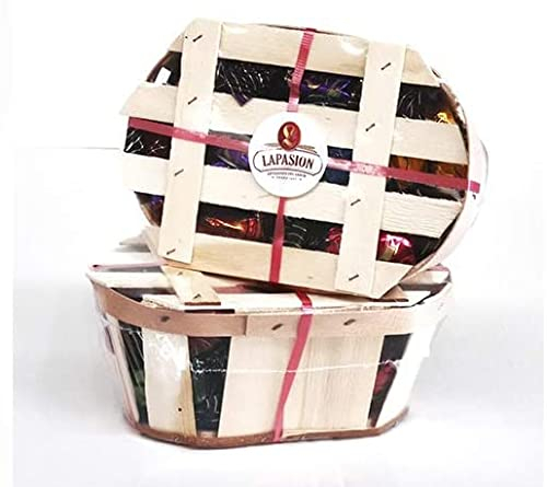 LAPASION - Frutas de Aragón con chocolate | Frutas cubiertas con chocolate | cestas para regalar | Surtidos de Chocolates |fruta confitada | 250g x 2 cestos
