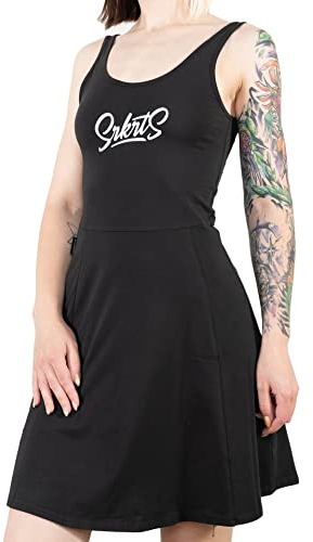 SOURKRAUTS Damen Trägerkleid Midina - Frauen Kleid Schwarz Größe S
