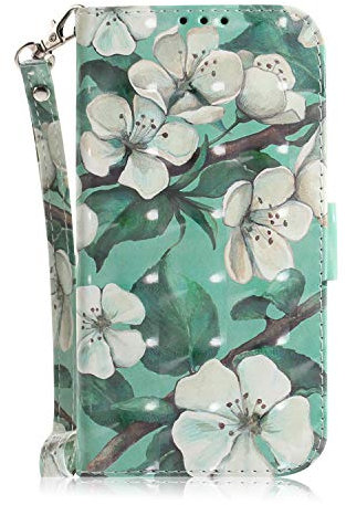 Case for Huawei Honor X8, Shiny 3D Art Manga Design Flip Case Cover, Synthetic Phone Pouch with Stand Function and Card Slots, Watercolour Flowers