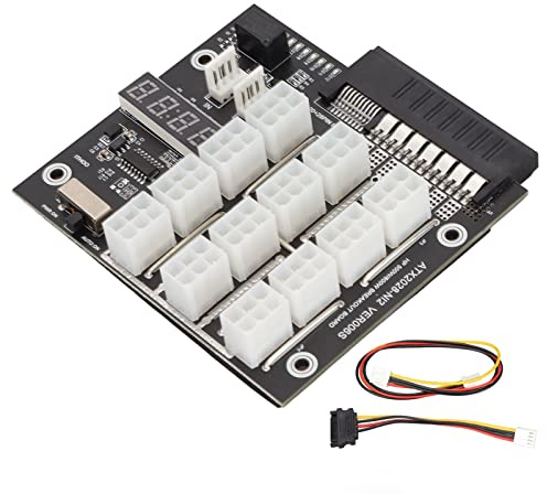 Septpenta Mining GPU Breakout Board, Hohe Stabilität, LED Spannungsanzeige, mit Flash LED Funktion, 12 PCIE Port, 6 Pin Anschlüsse, 800 W PSU Breakout Board für HP GPU