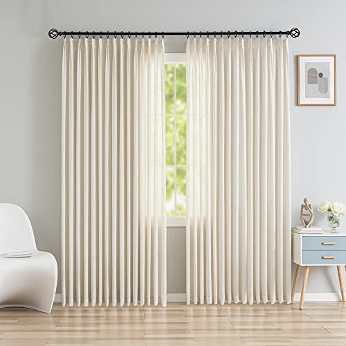 OYRING Plissee-Vorhänge aus Kunstleinen, lichtfilternd, für Wohnzimmer, halbtransparent, mit Raffhalter und Haken, 1 Bahn, 213,4 x 213,4 cm (B x L)